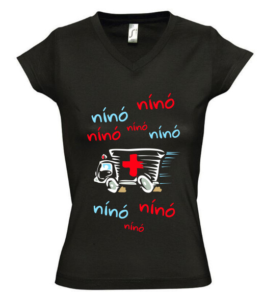 Női V nyakú póló
