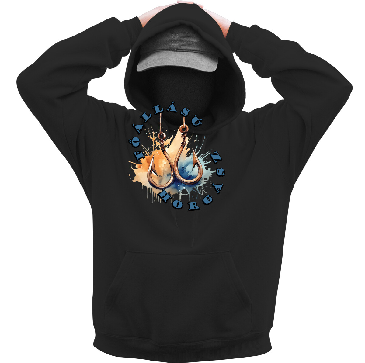 Kapucnis belebújós pulóver