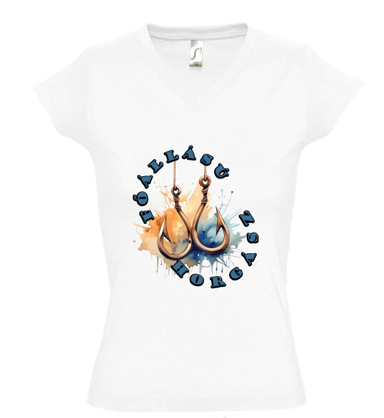 Női V nyakú póló