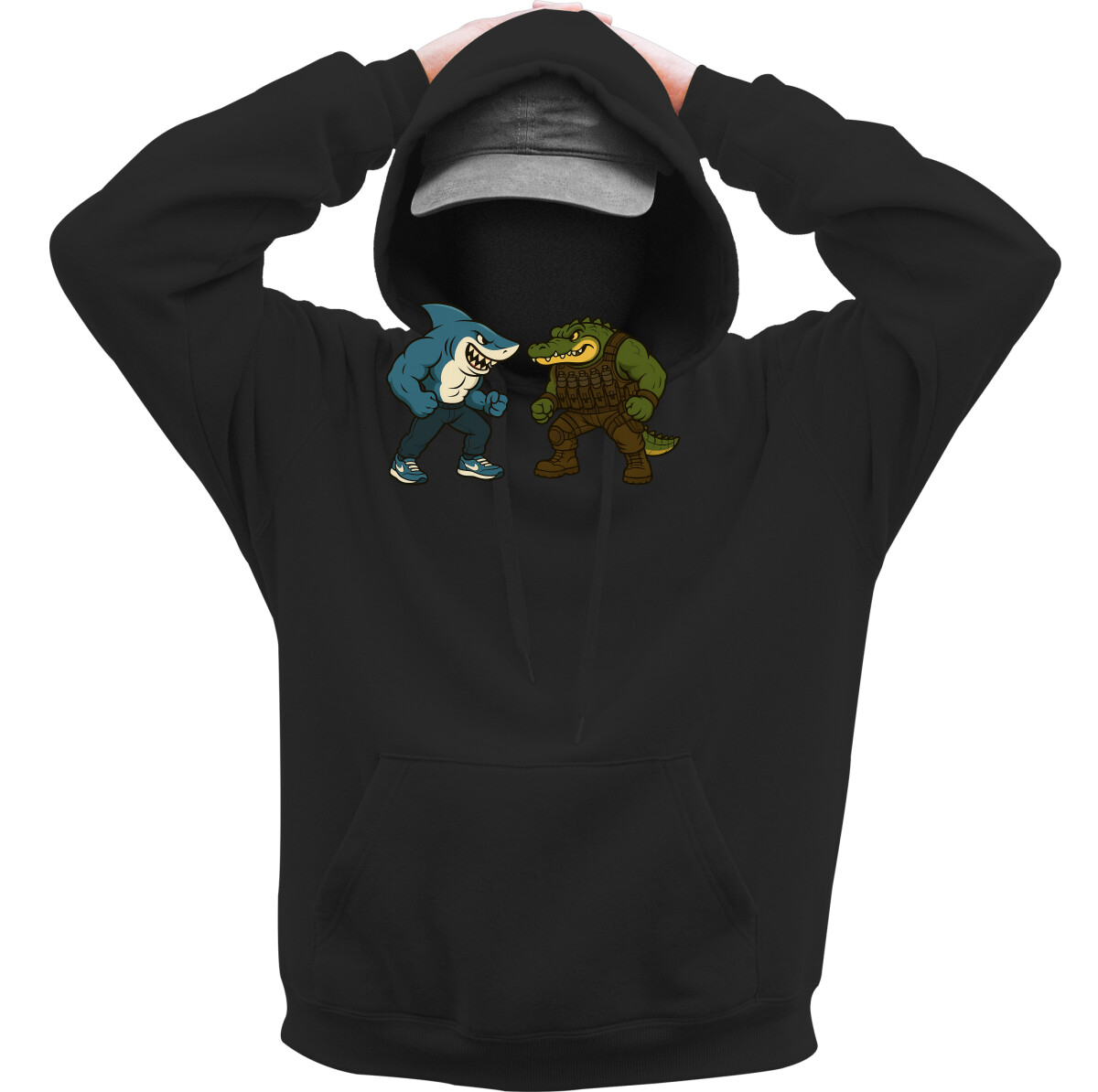 Kapucnis belebújós pulóver