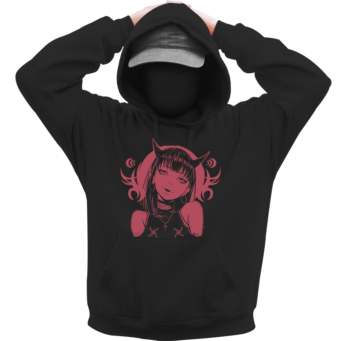 Kapucnis belebújós pulóver