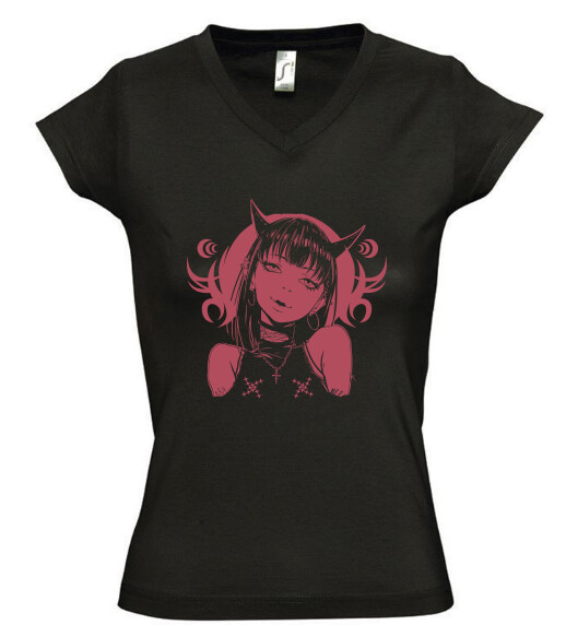 Női V nyakú póló