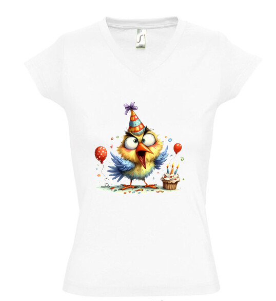 Női V nyakú póló