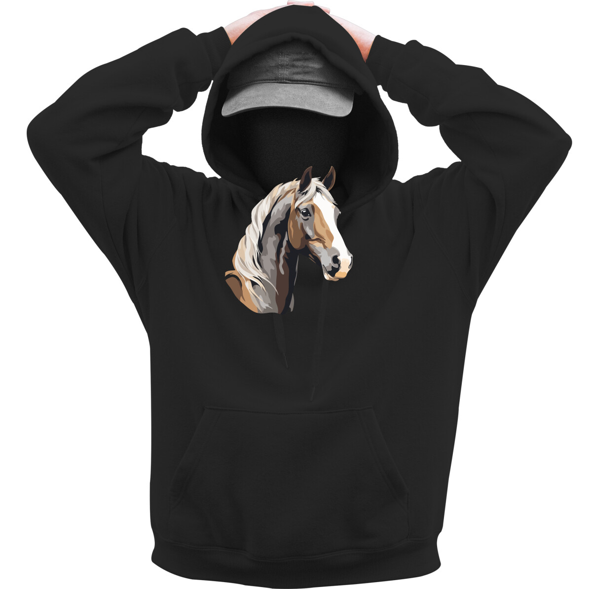 Kapucnis belebújós pulóver