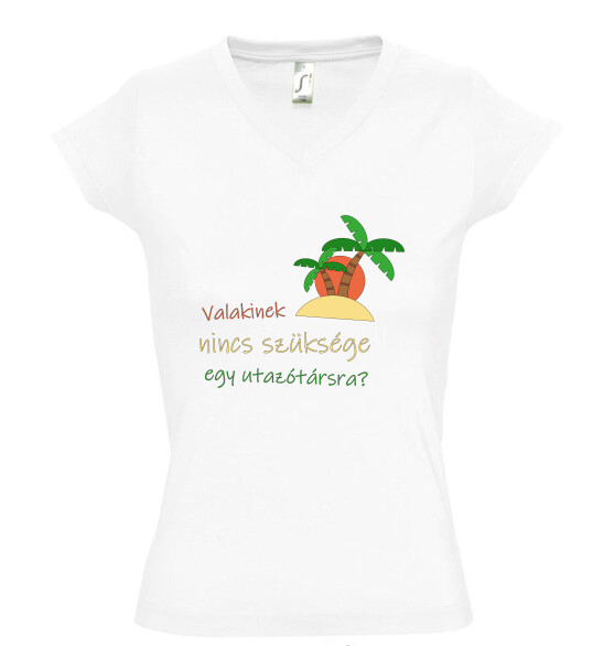 Női V nyakú póló