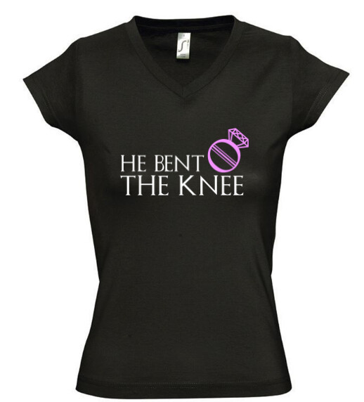 Női V nyakú póló