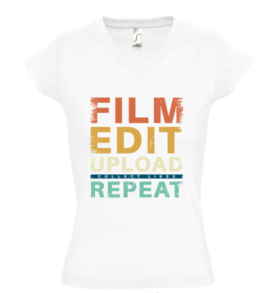 Női V nyakú póló