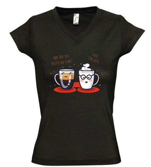 Női V nyakú póló