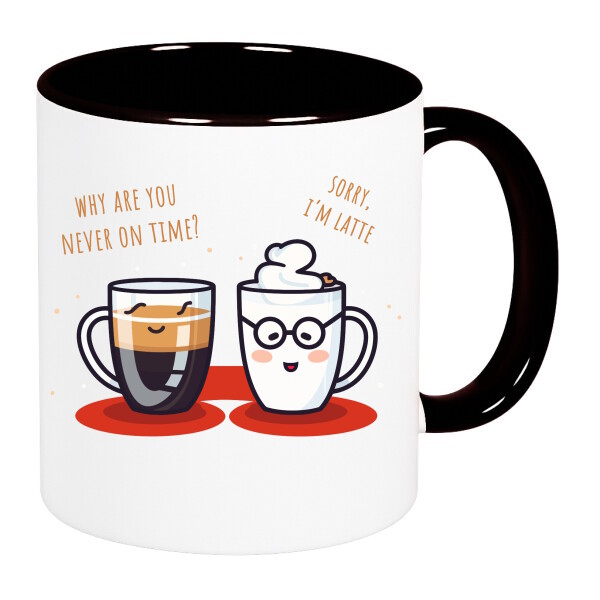 Színes fülű és belsejű bögre