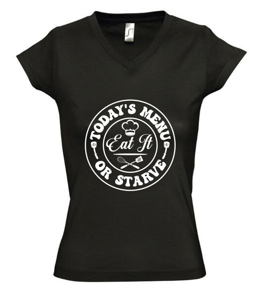 Női V nyakú póló