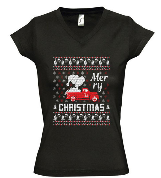 Női V nyakú póló