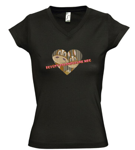 Női V nyakú póló