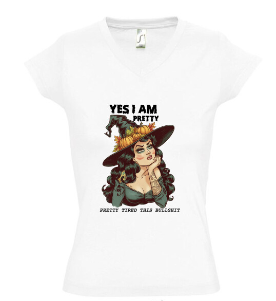 Női V nyakú póló