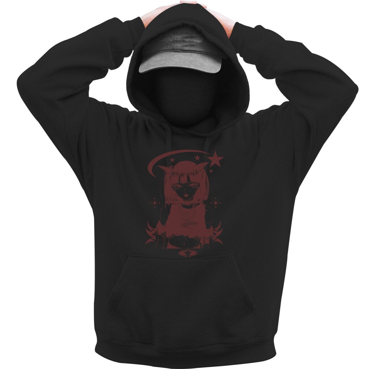 Kapucnis belebújós pulóver