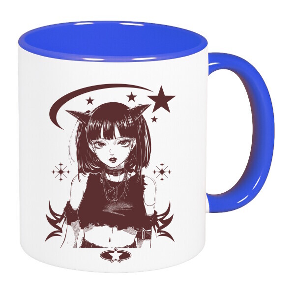 Színes fülű és belsejű bögre