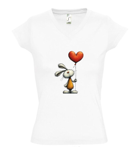 Női V nyakú póló