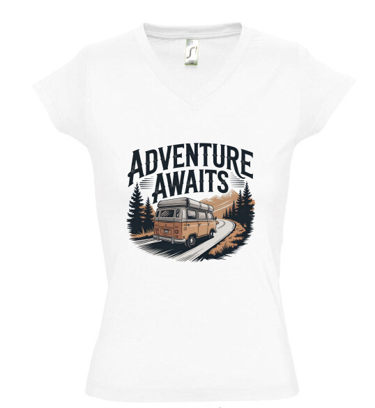 Női V nyakú póló