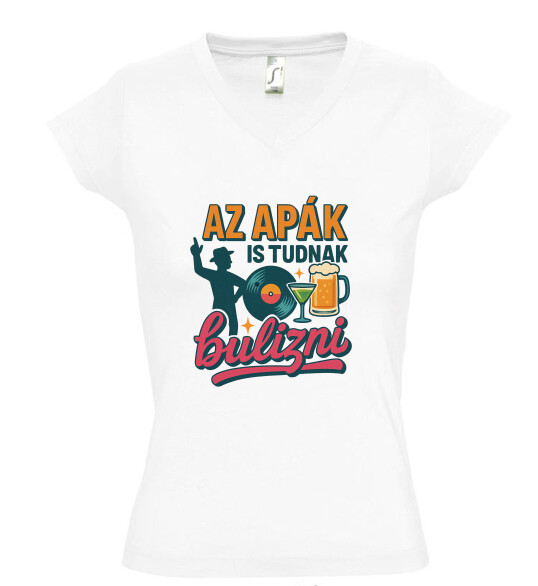 Női V nyakú póló