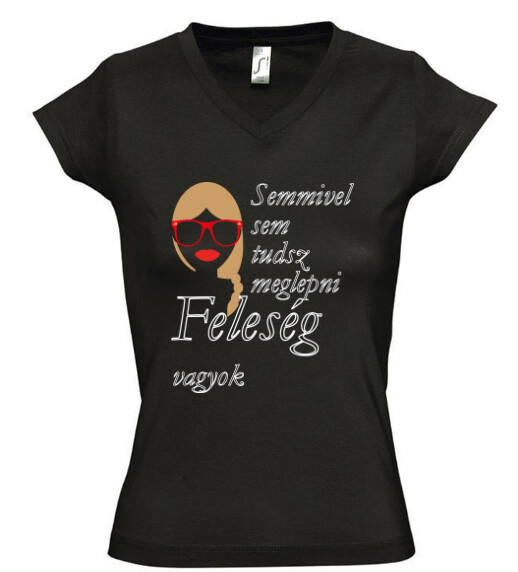 Női V nyakú póló