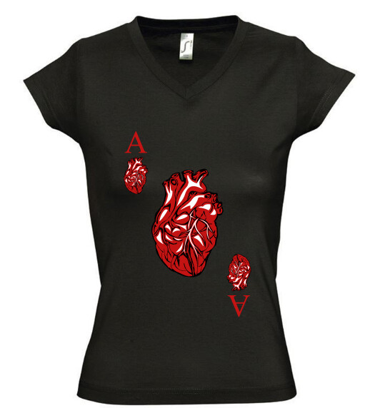 Női V nyakú póló