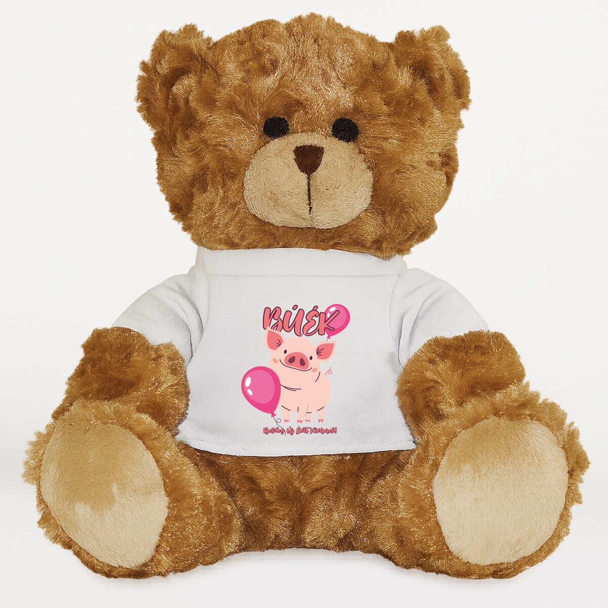 Plüssmaci egyedi pólóval