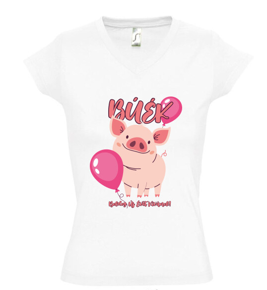 Női V nyakú póló