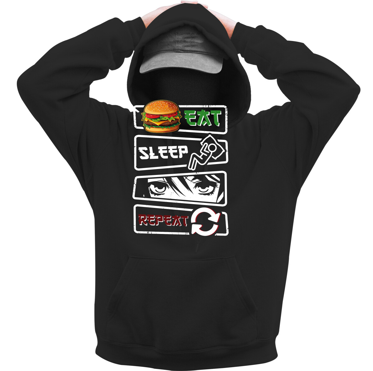 Kapucnis belebújós pulóver