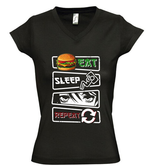 Női V nyakú póló