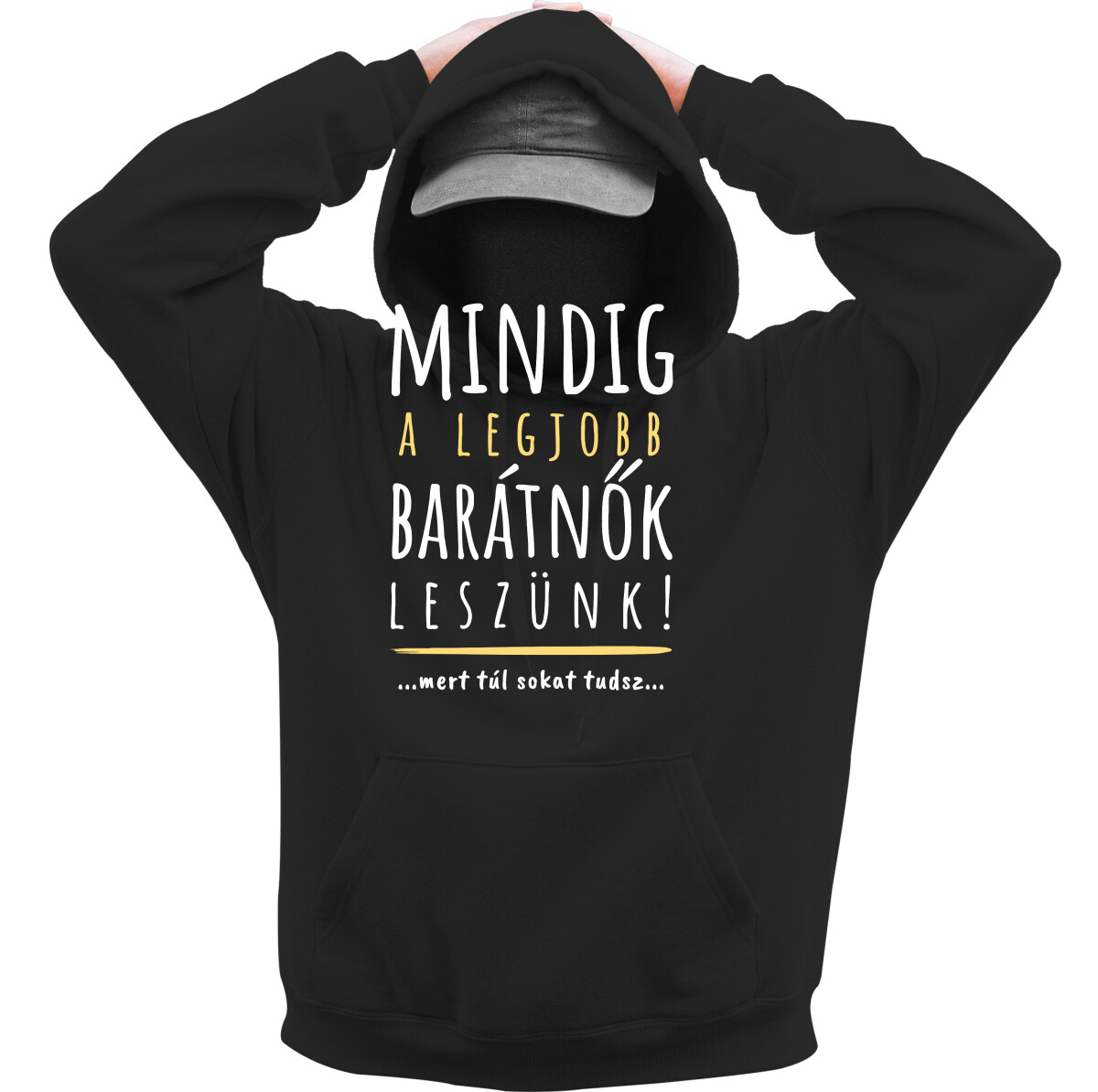 Kapucnis belebújós pulóver