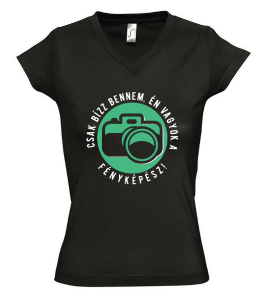 Női V nyakú póló