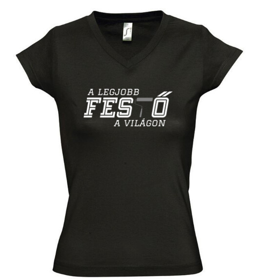 Női V nyakú póló