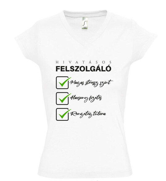 Női V nyakú póló