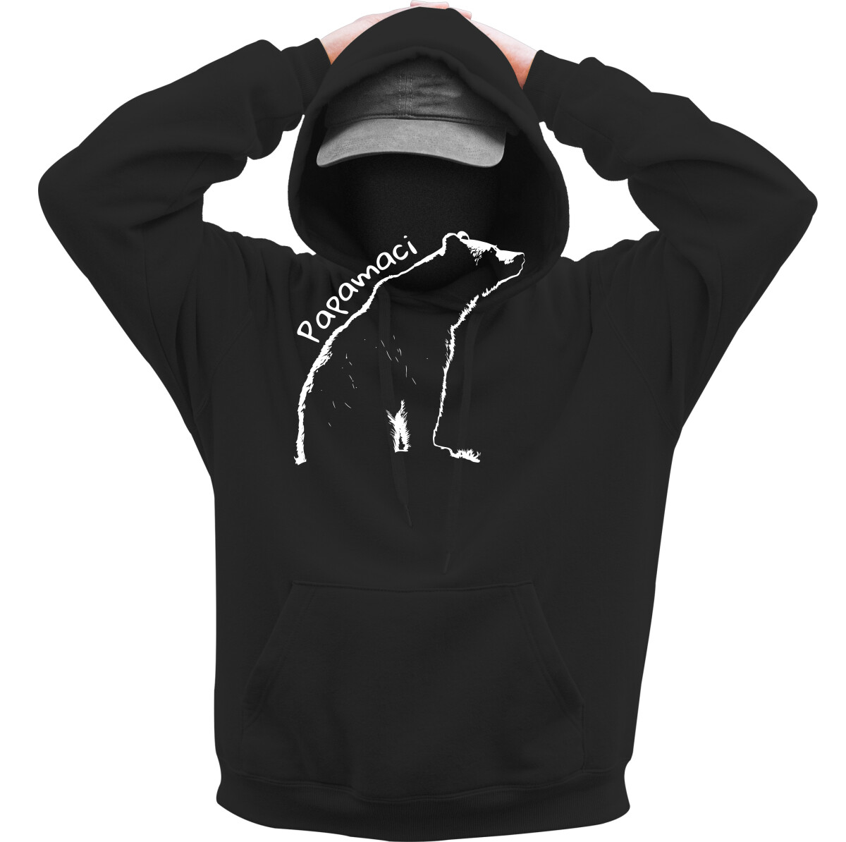 Kapucnis belebújós pulóver