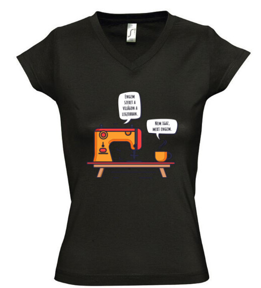 Női V nyakú póló
