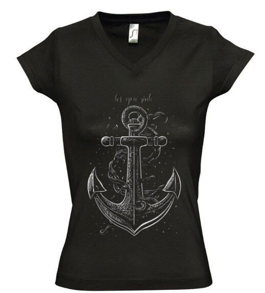 Női V nyakú póló