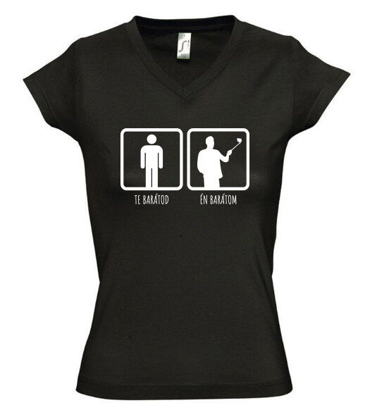 Női V nyakú póló