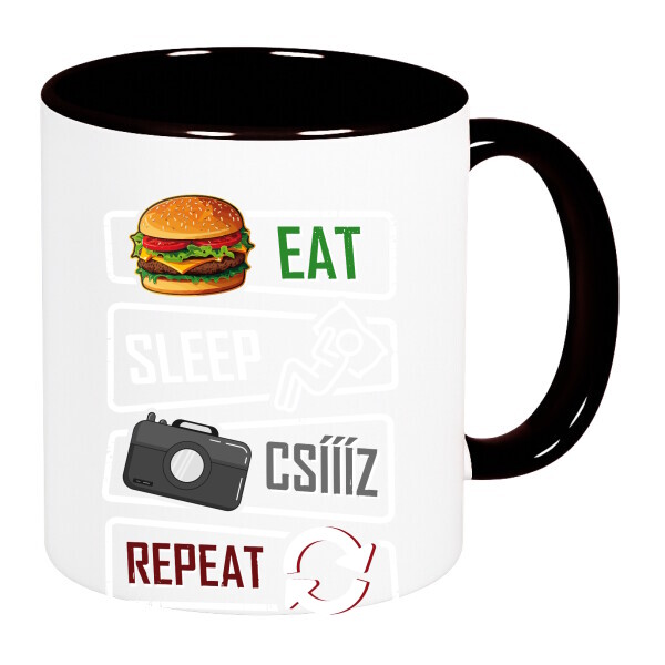 Színes fülű és belsejű bögre