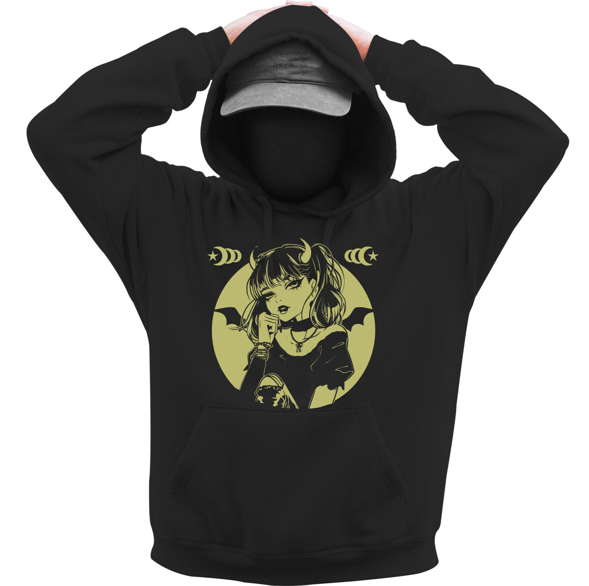 Kapucnis belebújós pulóver