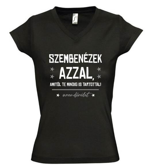 Női V nyakú póló