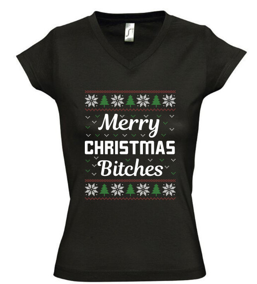 Női V nyakú póló