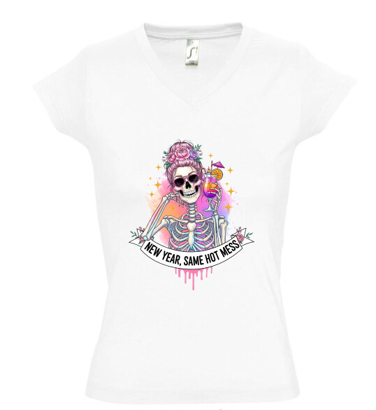 Női V nyakú póló