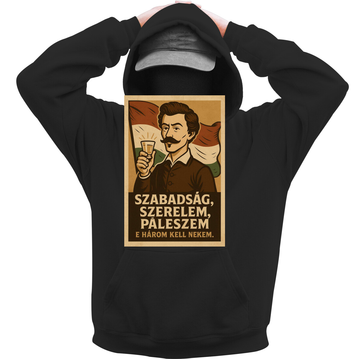 Kapucnis belebújós pulóver