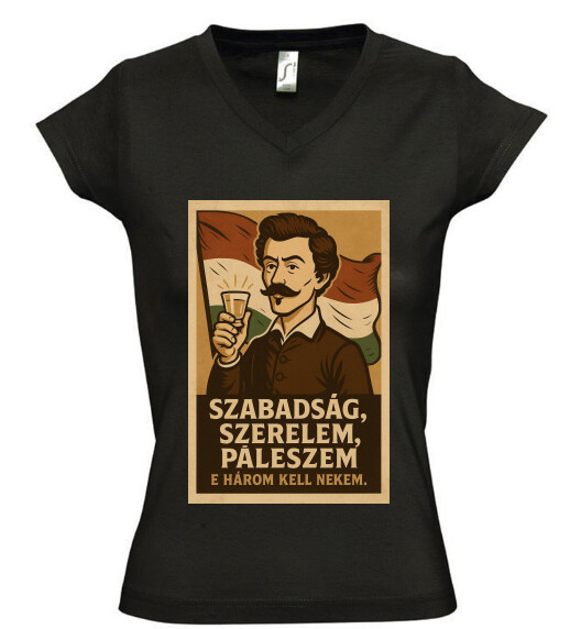 Női V nyakú póló