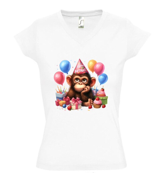 Női V nyakú póló