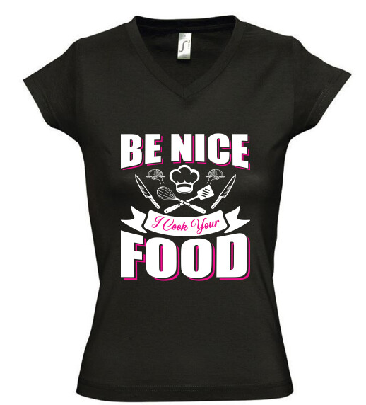 Női V nyakú póló