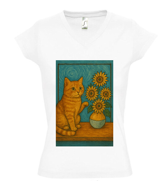 Női V nyakú póló