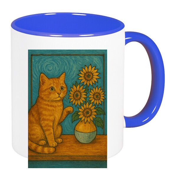 Színes fülű és belsejű bögre