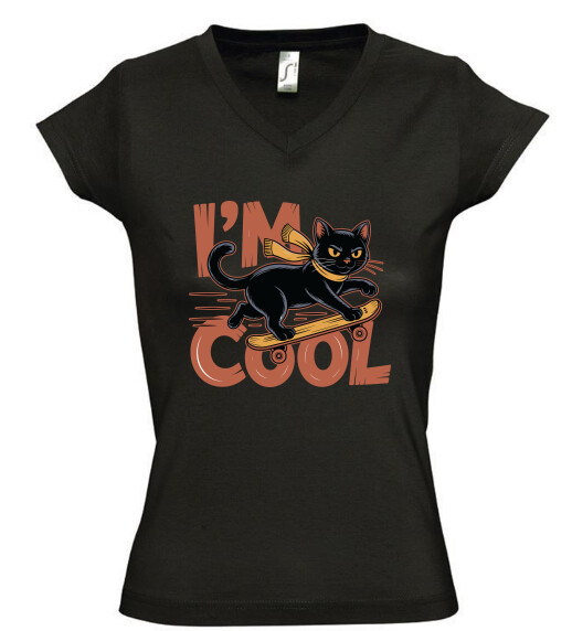 Női V nyakú póló