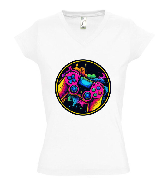 Női V nyakú póló