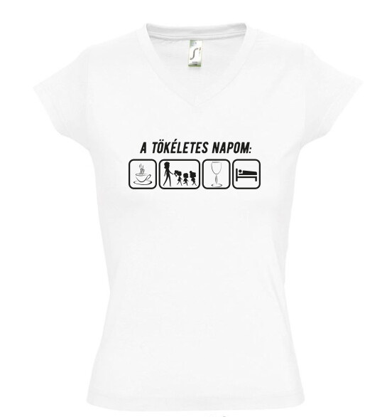 Női V nyakú póló